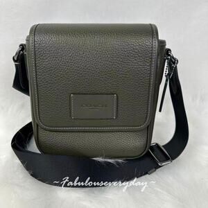 Coach Men's Lucas Crossbody Bag In Leather/Gunmetal/Uniform Green CAT10 NWT